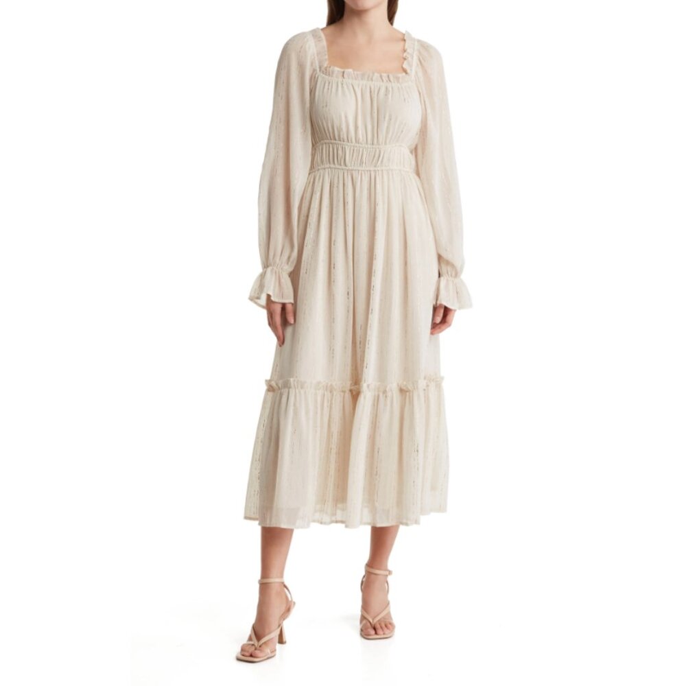 MOON RIVER Metallic Long Sleeve Dress